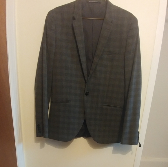 H&M Dark Gray Checked Oversized Blazer Jacket - Picture 3 of 14